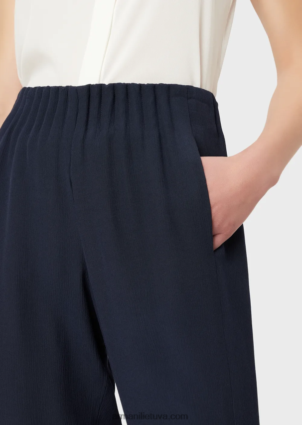 moterysArmani froisse viskozinės kelnės su įtemptu juosmeniu 02482X310