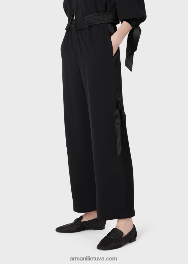 moterysArmani techninės satino kelnės su atlasinėmis detalėmis 02482X267