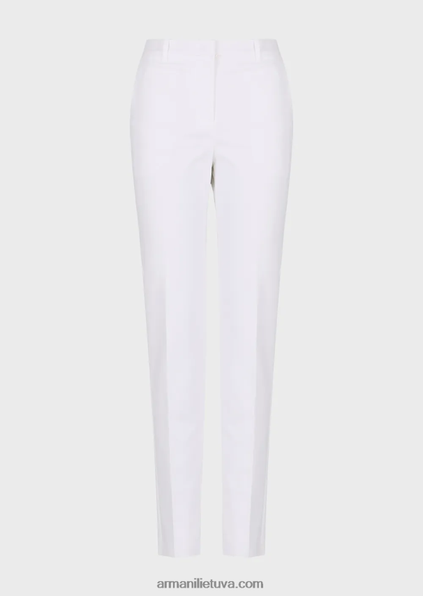moterys baltas Armani Tamprios mados medvilninės plonos kelnės 02482X291