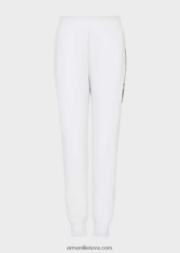moterys baltas Armani bėgikai su įspaustu firminio logotipo siuvinėjimu 02482X281