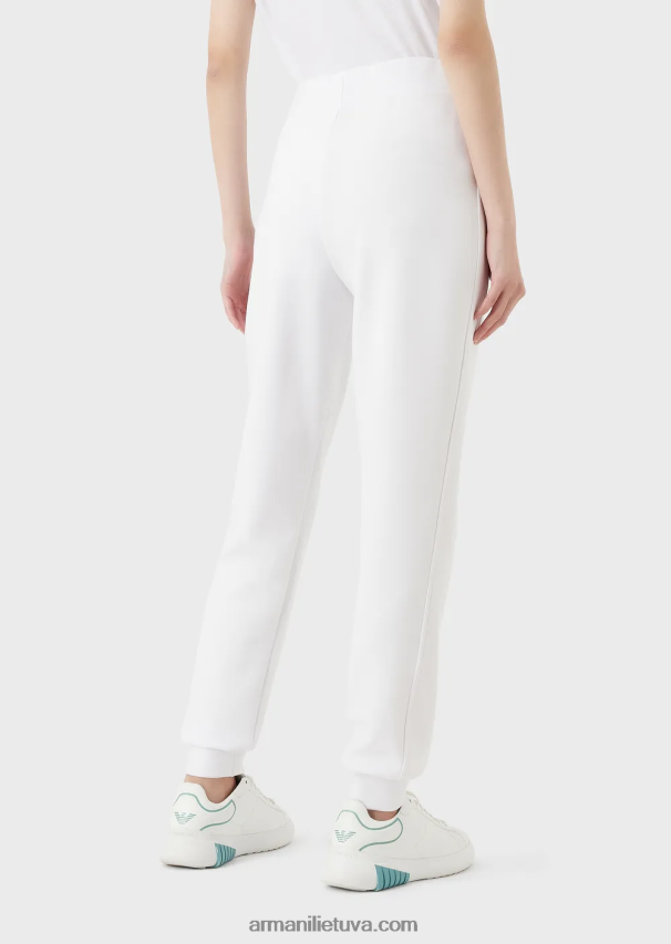 moterys baltas Armani bėgikai su įspaustu firminio logotipo siuvinėjimu 02482X281
