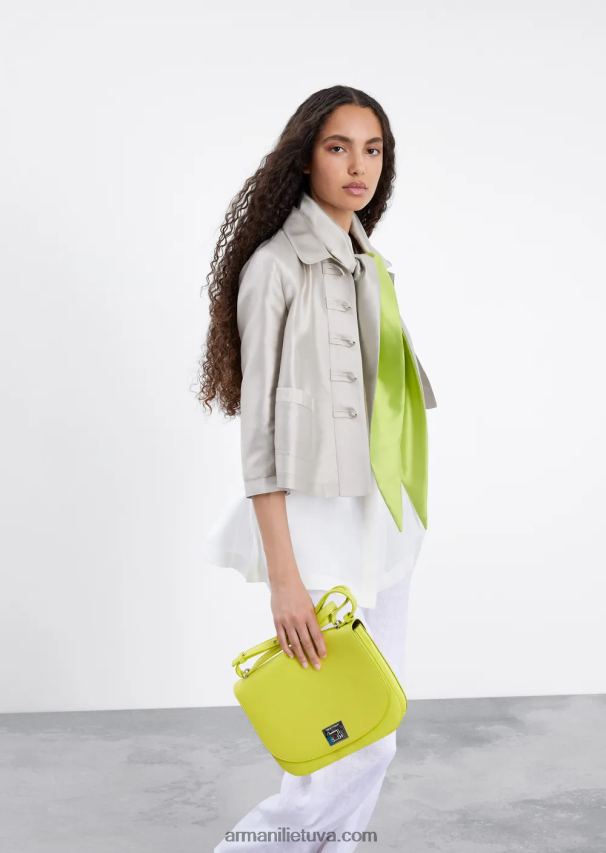 moterys baltas Armani gryno lino kelnės su elastiniu juosmeniu 02482X260