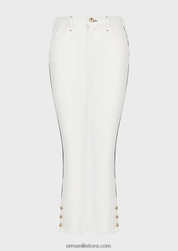 moterys baltas Armani j1a vidutinio juosmens tiesios kojos buliaus audinio džinsai su vamzdeliais 02482X416