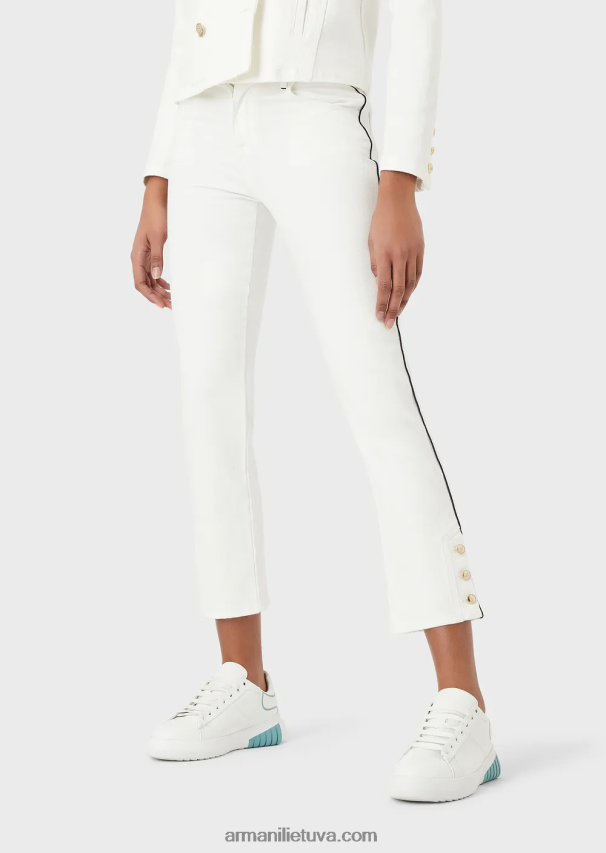 moterys baltas Armani j1a vidutinio juosmens tiesios kojos buliaus audinio džinsai su vamzdeliais 02482X416