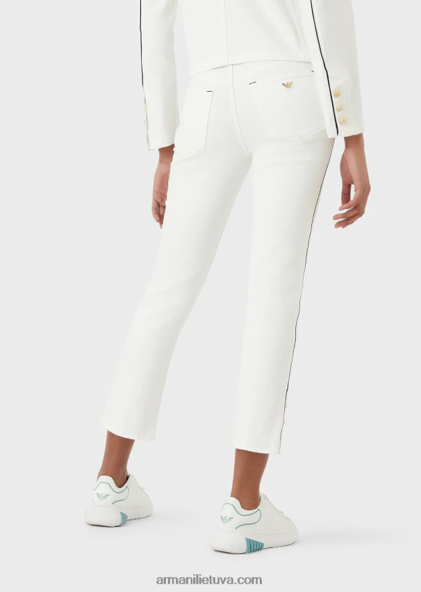 moterys baltas Armani j1a vidutinio juosmens tiesios kojos buliaus audinio džinsai su vamzdeliais 02482X416