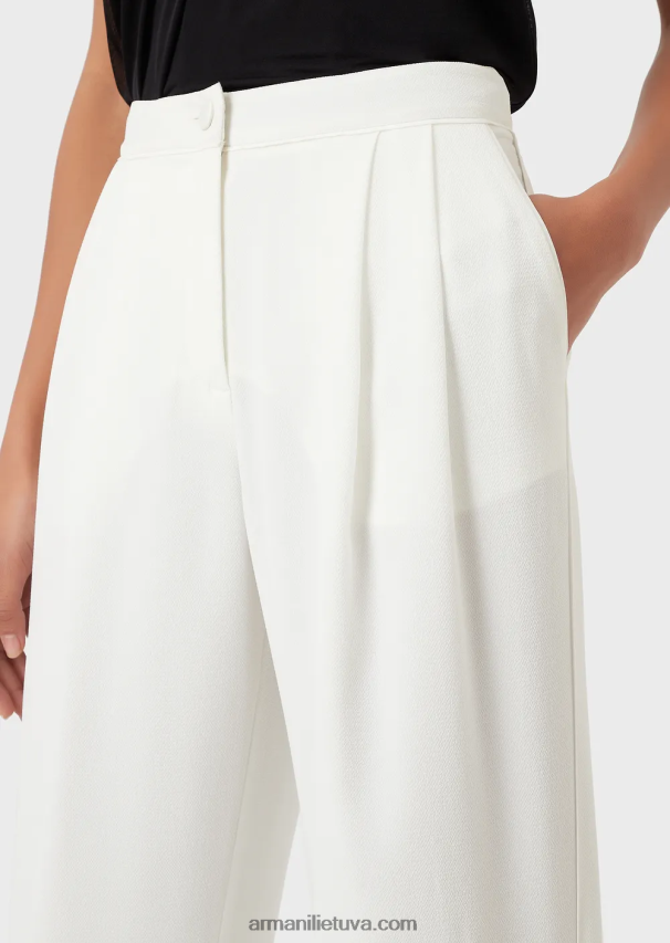 moterys baltas Armani kelnės su smiginiu ir vamzdeliais iš granito audinio 02482X256