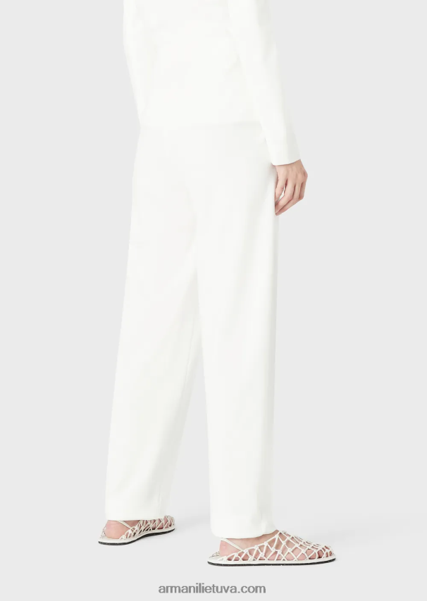 moterys baltas Armani milano dygsnio audinio ovalios kelnės 02482X294