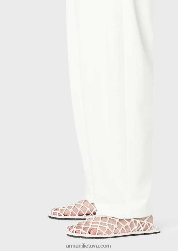 moterys baltas Armani milano dygsnio audinio ovalios kelnės 02482X294