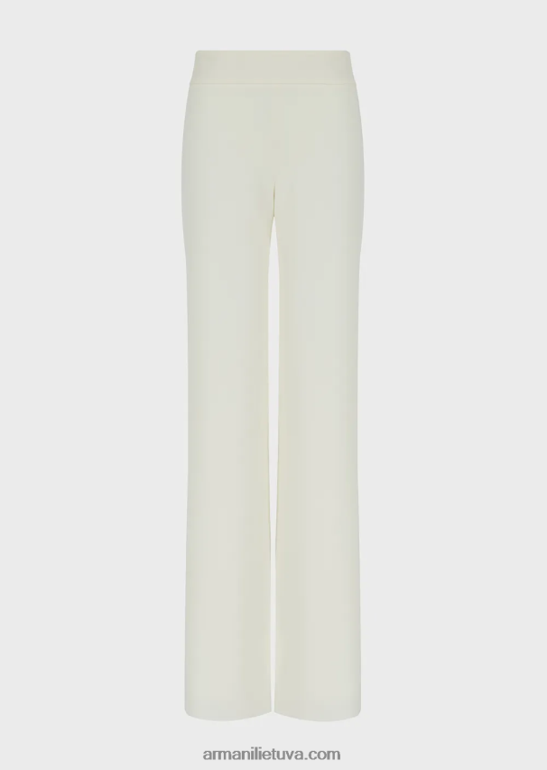 moterys baltas Armani techno cady palazzo kelnės 02482X303