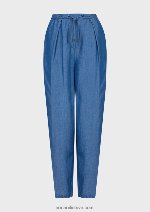 moterys džinsinio audinio Armani liocelinio džinsinio raištelio kelnės 02482X259