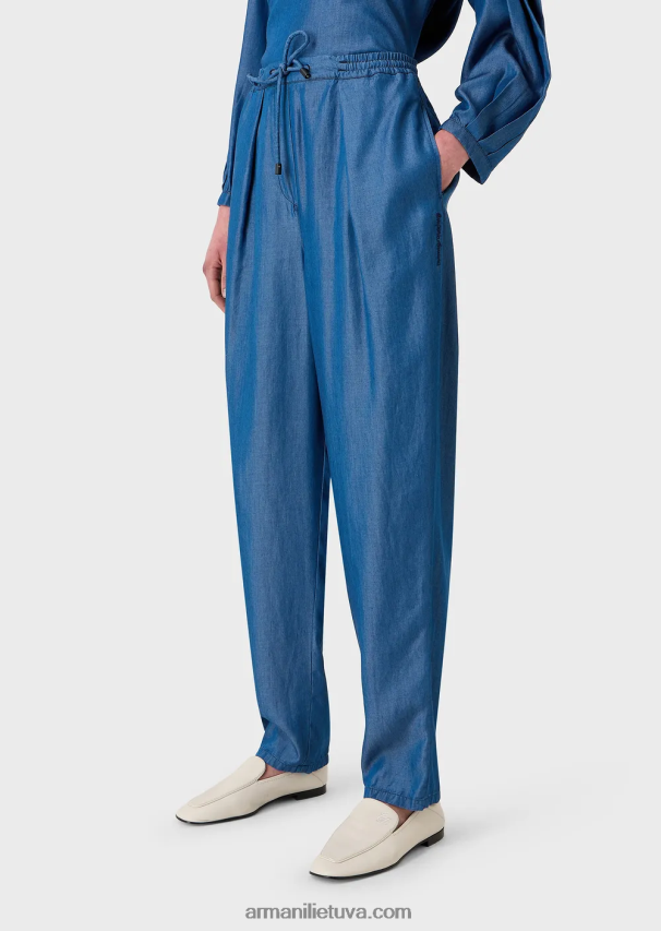 moterys džinsinio audinio Armani liocelinio džinsinio raištelio kelnės 02482X259