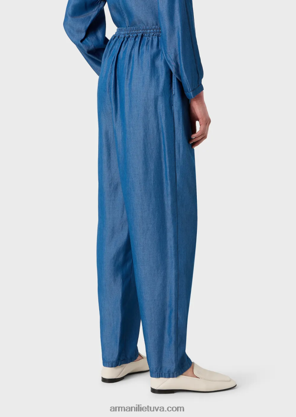 moterys džinsinio audinio Armani liocelinio džinsinio raištelio kelnės 02482X259