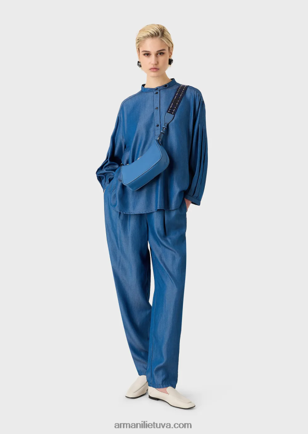 moterys džinsinio audinio Armani liocelinio džinsinio raištelio kelnės 02482X259