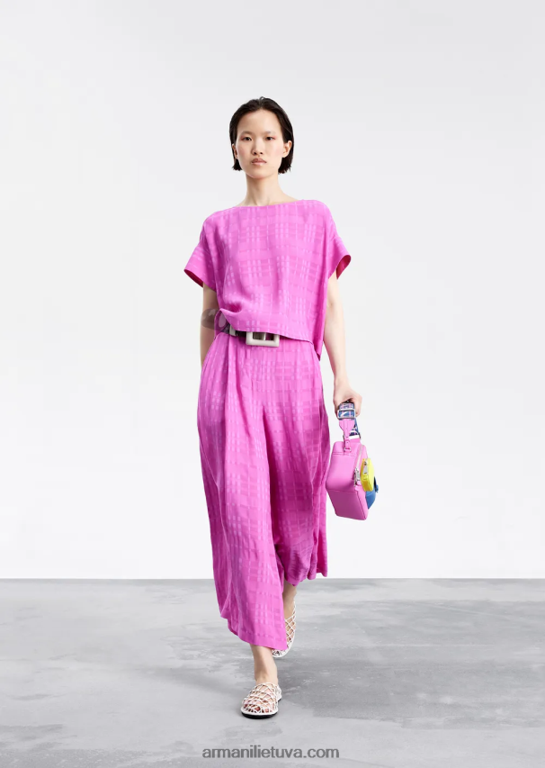 moterys fuksija Armani patikrinti viskozės 7/8 culottes 02482X286
