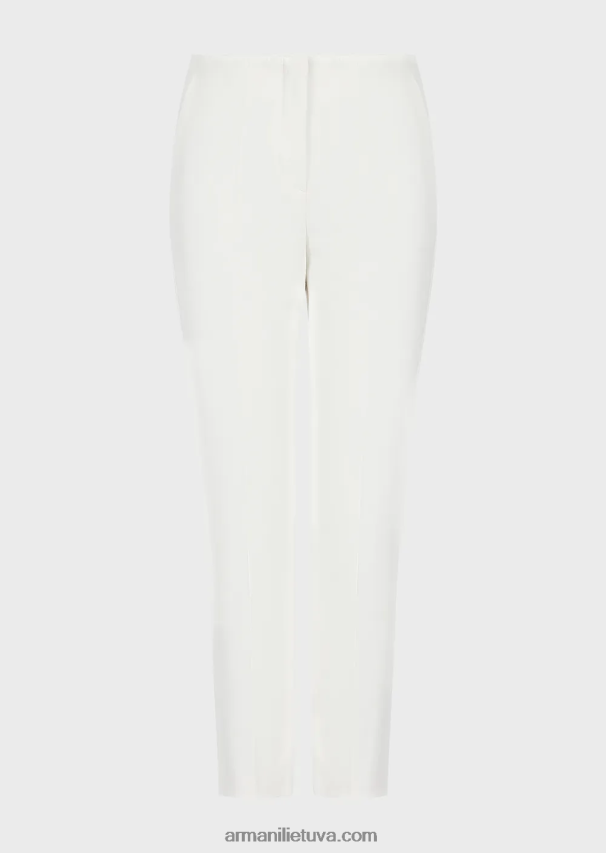 moterys šilko baltumo Armani tamprios gabardino 7/8 kelnes 02482X312