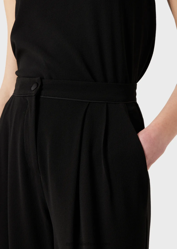 moterys juodas Armani kelnės su smiginiu ir vamzdeliais iš granito audinio 02482X258