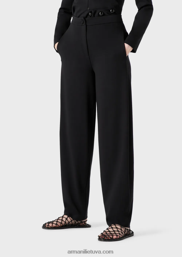 moterys juodas Armani milano dygsnio audinio ovalios kelnės 02482X293