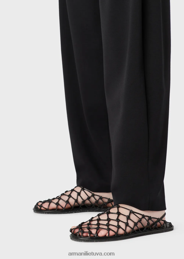 moterys juodas Armani milano dygsnio audinio ovalios kelnės 02482X293