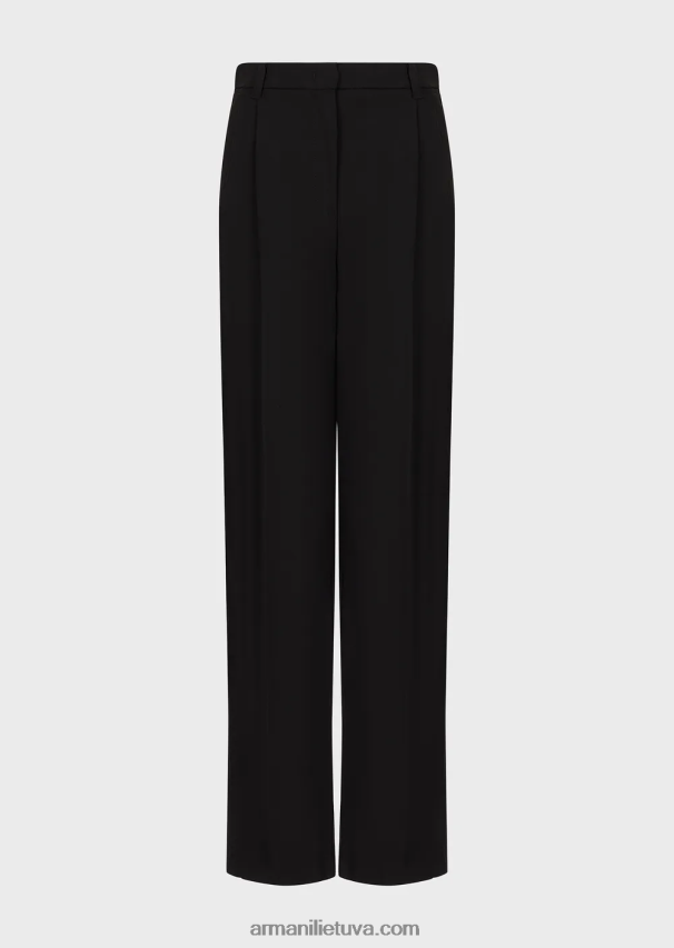 moterys juodas Armani smiginio kelnės iš baratėjos vilnos 02482X319