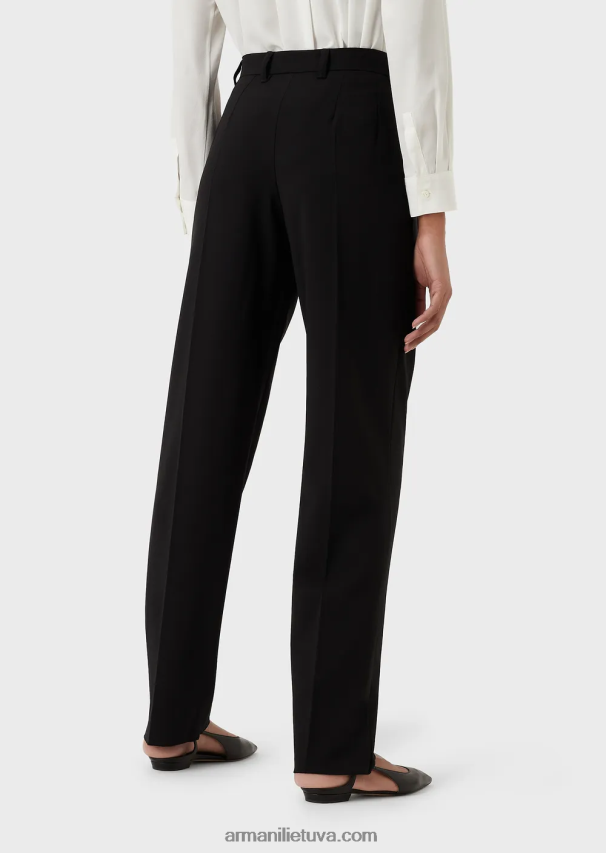 moterys juodas Armani smiginio kelnės iš baratėjos vilnos 02482X319