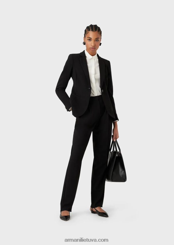 moterys juodas Armani smiginio kelnės iš baratėjos vilnos 02482X319
