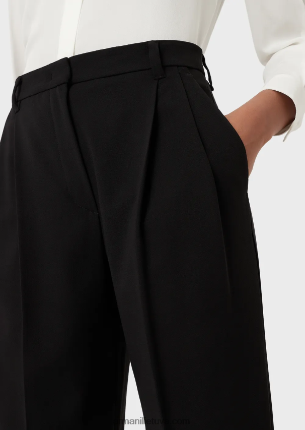 moterys juodas Armani smiginio kelnės iš baratėjos vilnos 02482X319