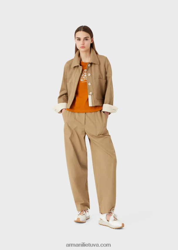 moterys karamelė Armani tvarios kolekcijos ekologiškos ripstop 7/8 raištelių kelnės 02482X323