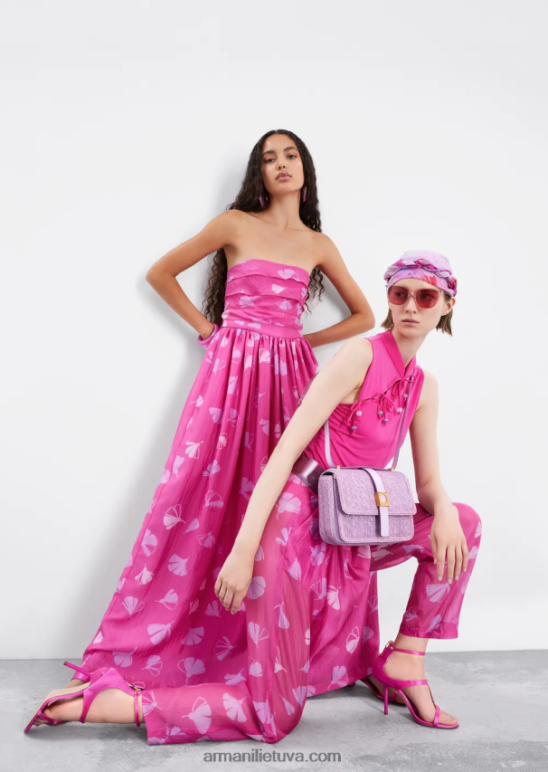 moterys modelis Armani Ginkmedžio rašto šilko siurbtuko smiginiai su raišteliu 02482X302