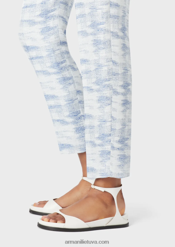 moterys modelis Armani kelnės aukštu juosmeniu iš gradiento žakardo ir lino derinio 02482X271
