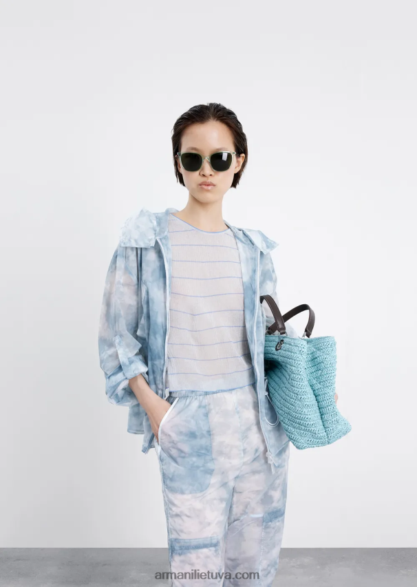 moterys modelis Armani krovininės kelnės iš dangaus efekto gradiento rašto nailono 02482X268