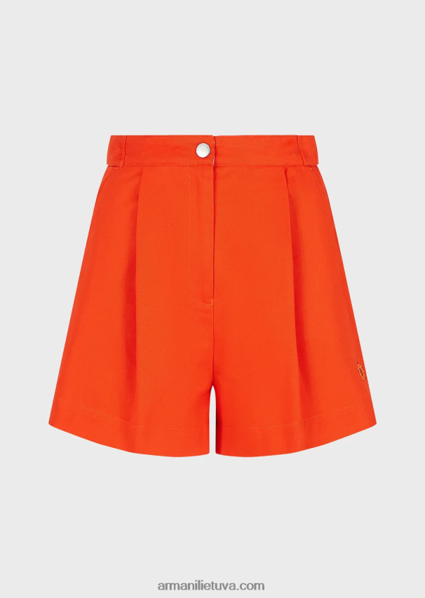 moterys oranžinė Armani tvarios kolekcijos ekologiški ruoželiniai šortai su smiginiu 02482X298