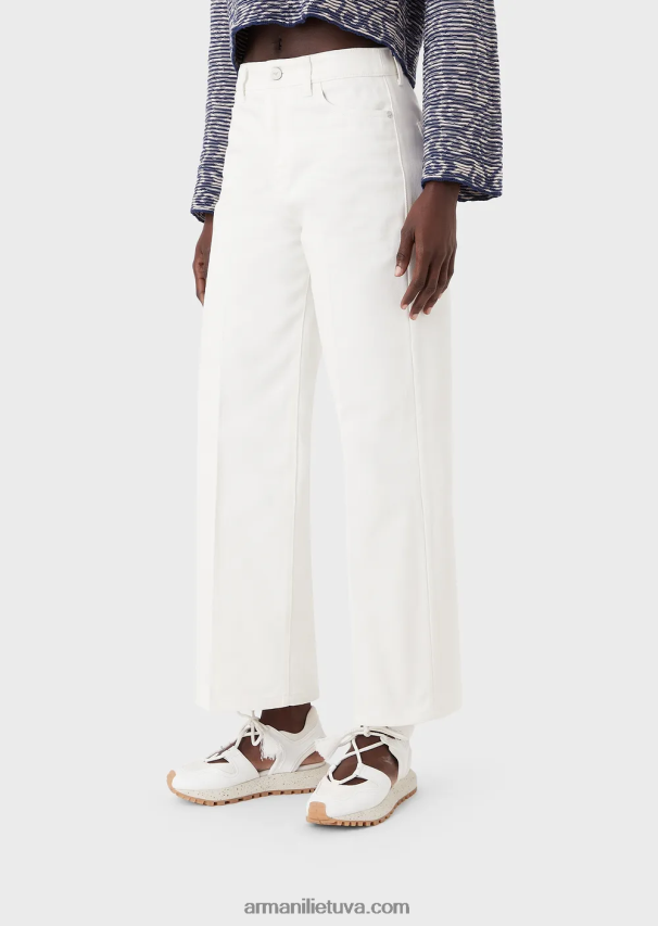 moterys pieno baltumo Armani tvarios kolekcijos j33 tiesūs džinsai iš ekologiško buliaus 02482X397