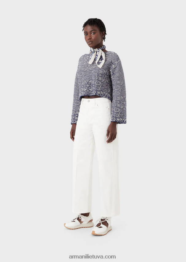 moterys pieno baltumo Armani tvarios kolekcijos j33 tiesūs džinsai iš ekologiško buliaus 02482X397