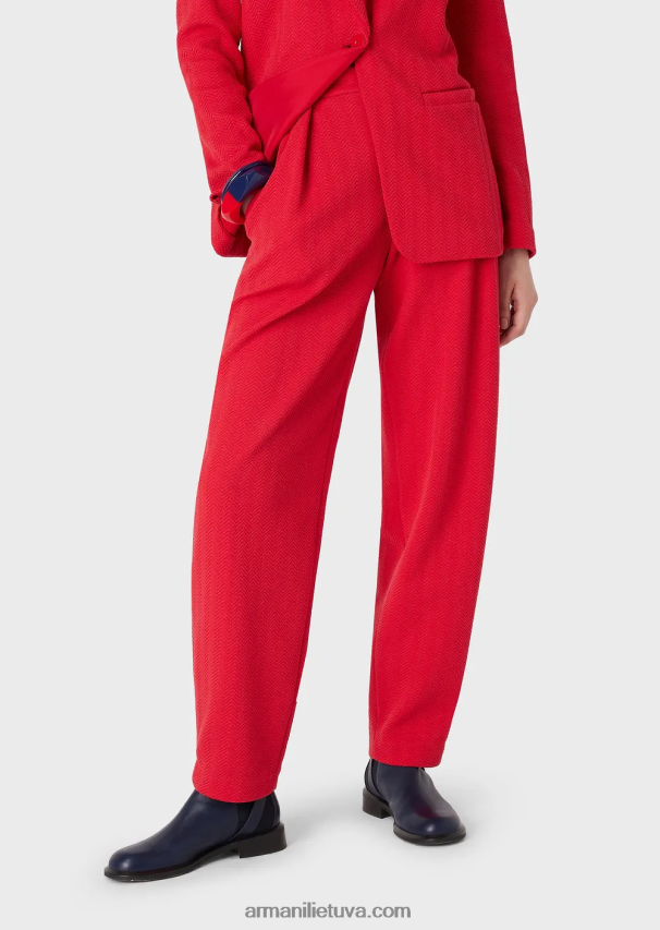 moterys raudona Armani silkės žakardo trikotažo kelnės su smiginiu 02482X265