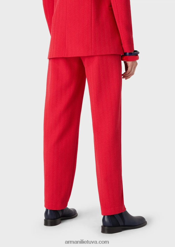 moterys raudona Armani silkės žakardo trikotažo kelnės su smiginiu 02482X265