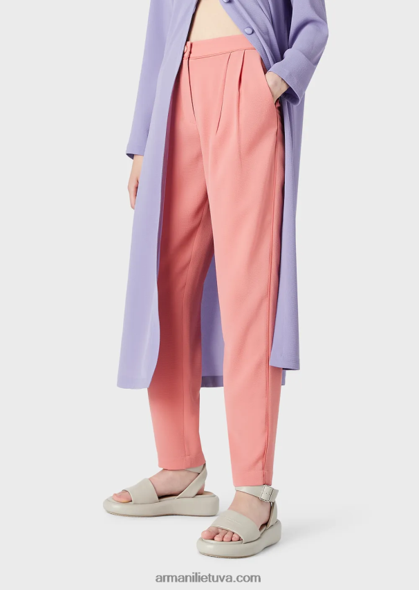 moterys rožinis Armani kelnės su smiginiu ir vamzdeliais iš granito audinio 02482X257