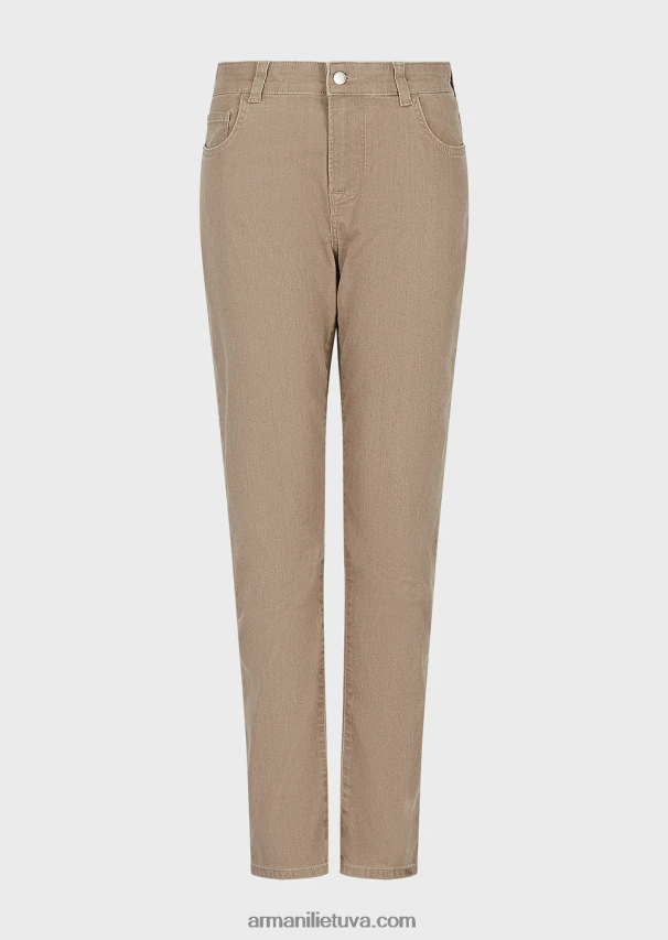 moterys smėlio spalvos Armani j36 vidutinio liemens džinsai tiesiomis kojomis iš natūraliai dažyto organinio džinso 02482X403