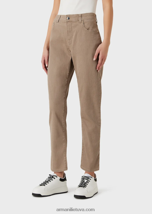 moterys smėlio spalvos Armani j36 vidutinio liemens džinsai tiesiomis kojomis iš natūraliai dažyto organinio džinso 02482X403