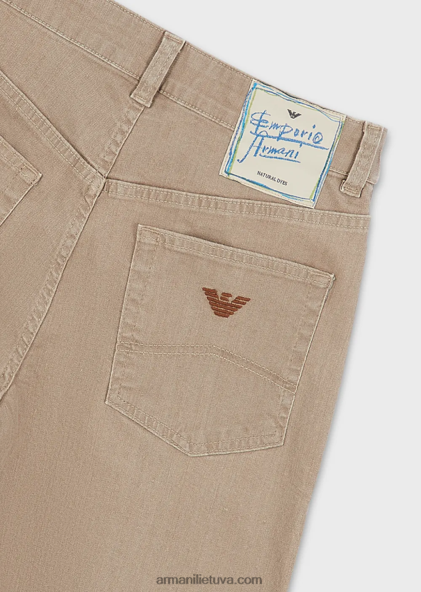 moterys smėlio spalvos Armani j36 vidutinio liemens džinsai tiesiomis kojomis iš natūraliai dažyto organinio džinso 02482X403