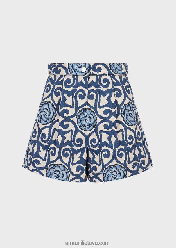moterys spausdinti Armani tvarios kolekcijos ekologiški ruoželiniai šortai su smiginiu 02482X297