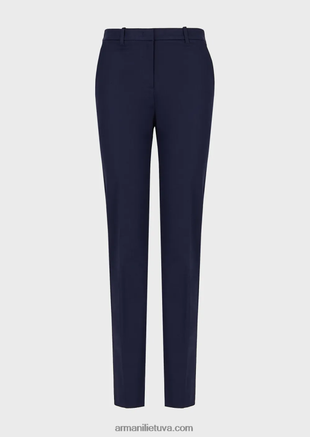 moterys tamsiai mėlyna Armani Tamprios mados medvilninės plonos kelnės 02482X290