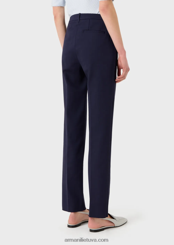 moterys tamsiai mėlyna Armani Tamprios mados medvilninės plonos kelnės 02482X290