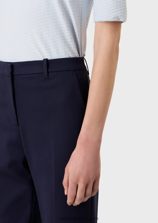 moterys tamsiai mėlyna Armani Tamprios mados medvilninės plonos kelnės 02482X290
