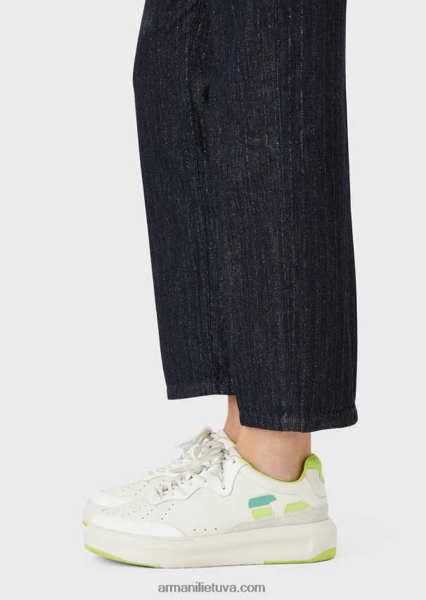 moterys tamsiai mėlyna Armani j04 Vidutinio liemens tiesių kojų išskalauti džinsiniai smeigtukai su blizgučiais 02482X401