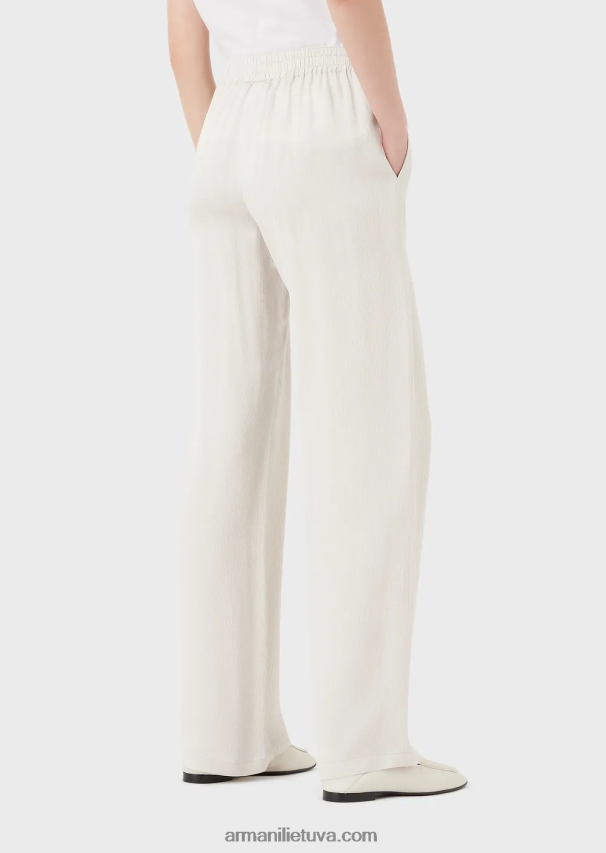 moterys šviesiai pilka Armani froisse žakardo vario derinio kelnės su elastiniu juosmeniu 02482X273