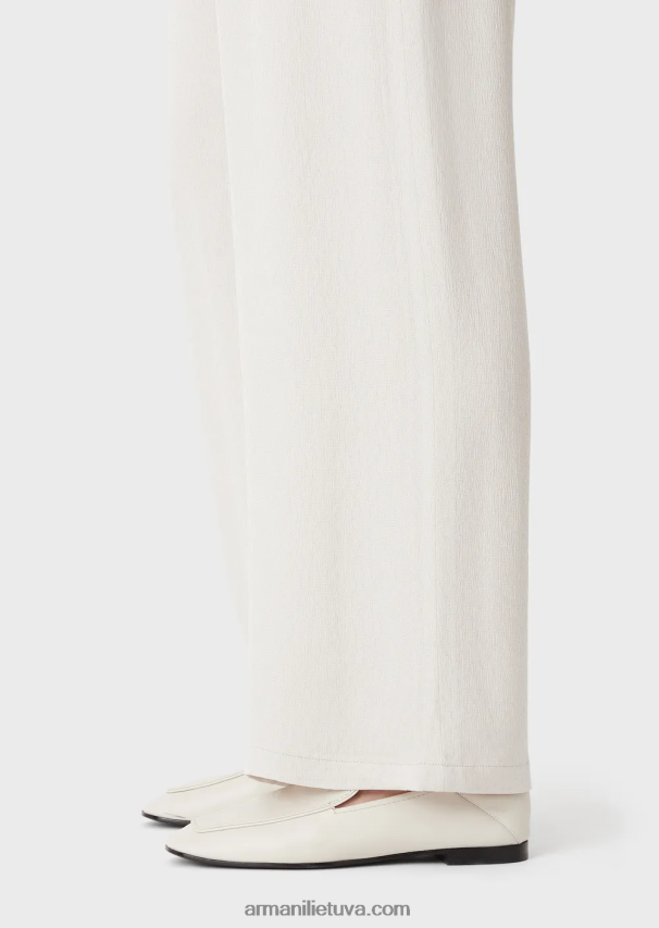 moterys šviesiai pilka Armani froisse žakardo vario derinio kelnės su elastiniu juosmeniu 02482X273