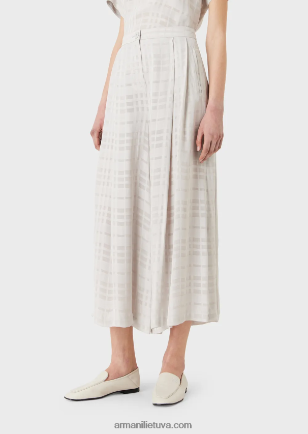 moterys šviesiai pilka Armani patikrinti viskozės 7/8 culottes 02482X285