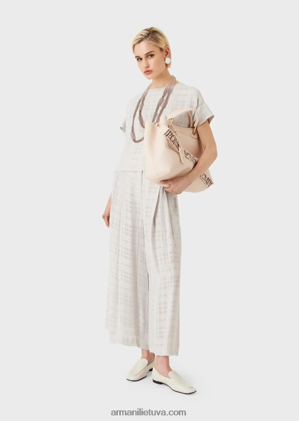 moterys šviesiai pilka Armani patikrinti viskozės 7/8 culottes 02482X285