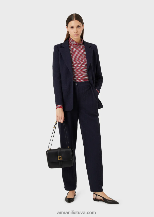 moterys violetinė Armani silkės žakardo trikotažo kelnės su smiginiu 02482X266