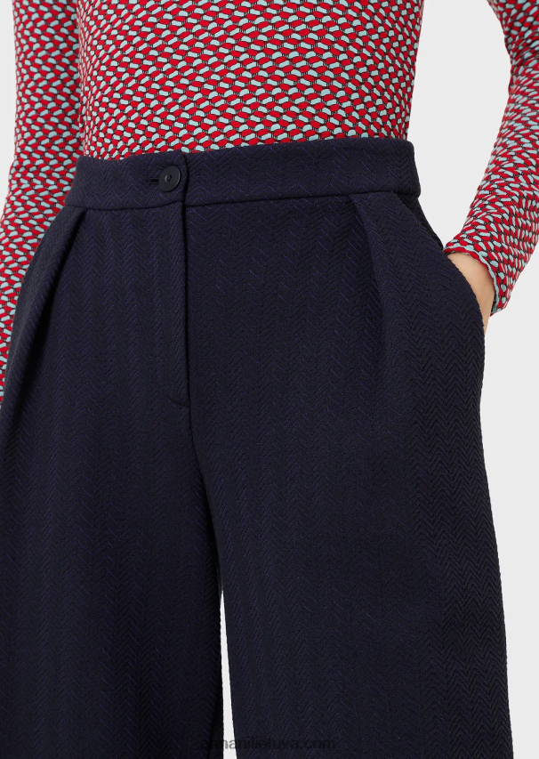 moterys violetinė Armani silkės žakardo trikotažo kelnės su smiginiu 02482X266